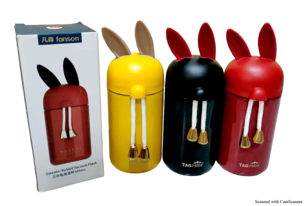 Tag Hills Stainless Steel Insulated Water Bottle Rabbit Vacuum Flask Multi Colour Set Of 3 Each 300Ml 1