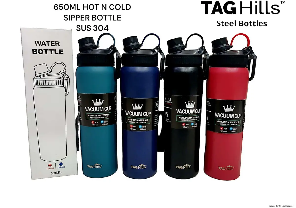 Tag Hills Stainless Steel Hot & Cold Travel Sipper Water Bottle Flask With Multi Colour Set Of 3 Each 650Ml 1