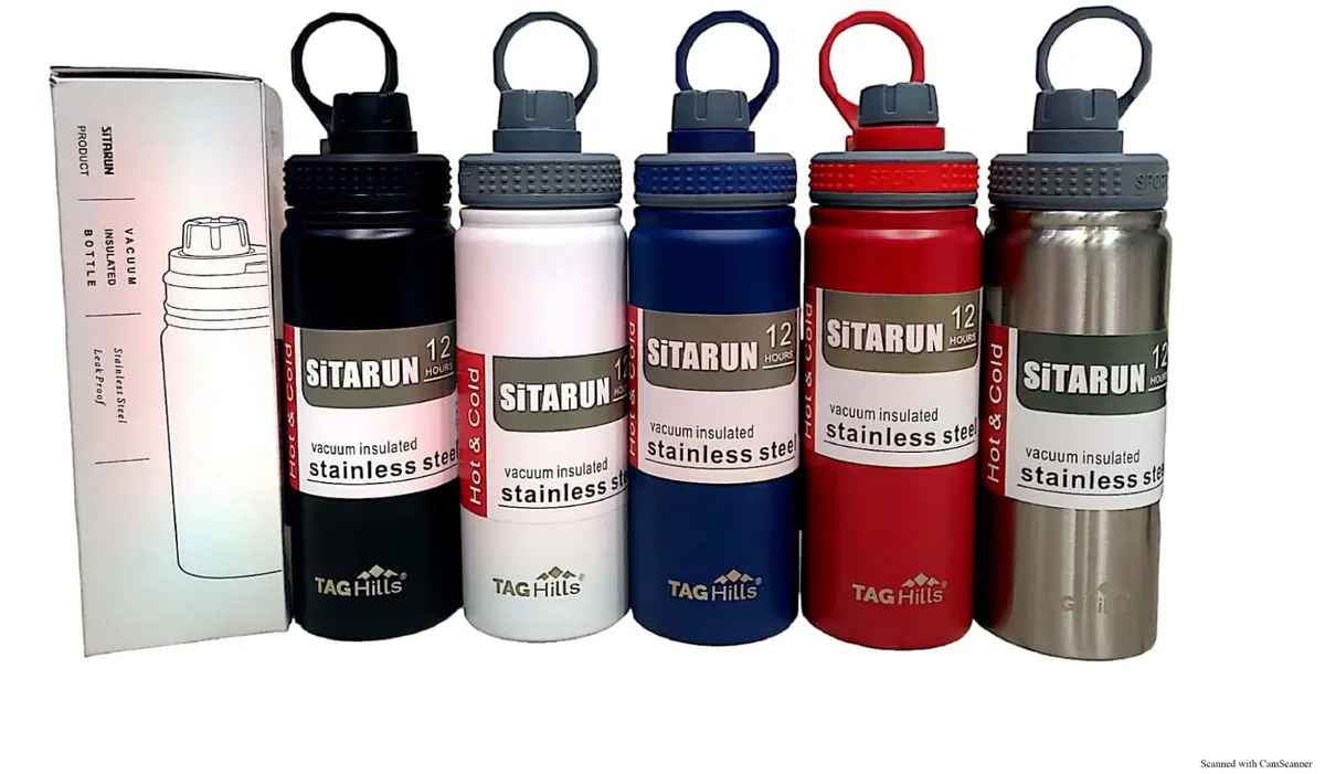 Tag Hills Stainless Steel Hot & Cold Travel Sipper Water Bottle Flask With Handle Multi Colour Set Of 3 Each 550Ml 1
