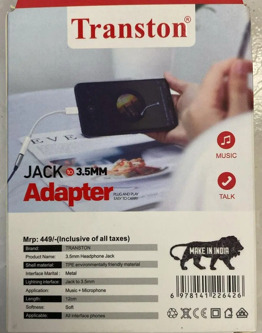 Transton Usb-C To 3.5 Mm Headphone Jack Adapter 1