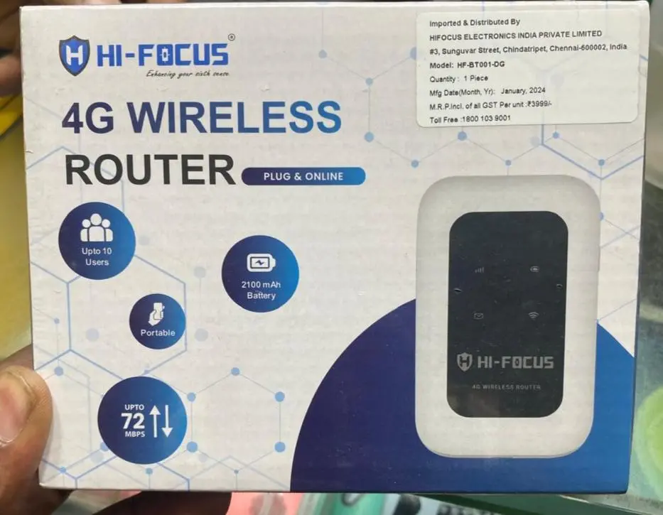 Hi Focus Hf-Bt001-Dg All Sim Support 4G Wireless Router With Inbuilt Battery 1