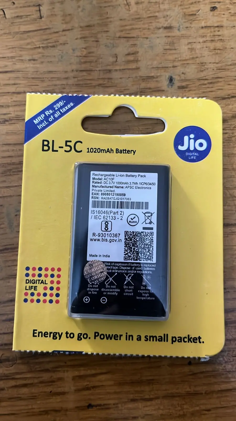 Original For Jio Bi10f, Jio Ac10f (Bl-5C) ,Bharat V2 , K1 4G 1000Mah, 3.7V, 3.7Wh Battery 1