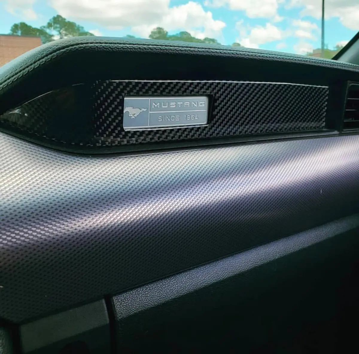 Dynacarbon™️ Carbon Fiber Lhd Passenger Dashboard Strip Trim Overlay For Ford Mustang 2015-2023 3