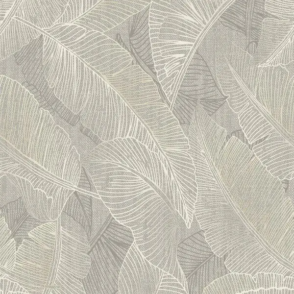 Anaya Textured Leaf Grey Wallpaper Sample 1