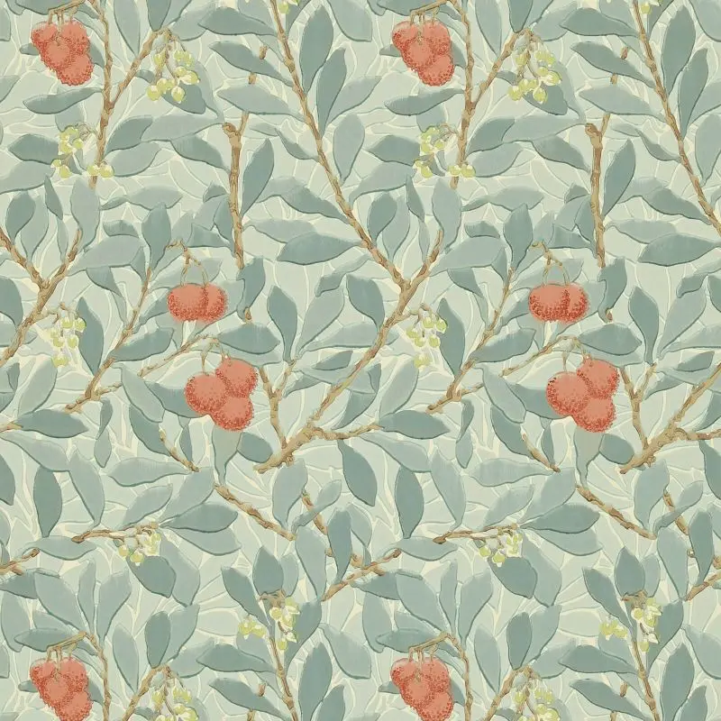 Morris & Co Arbutus Wallpaper - Blue/Pink Sample 1