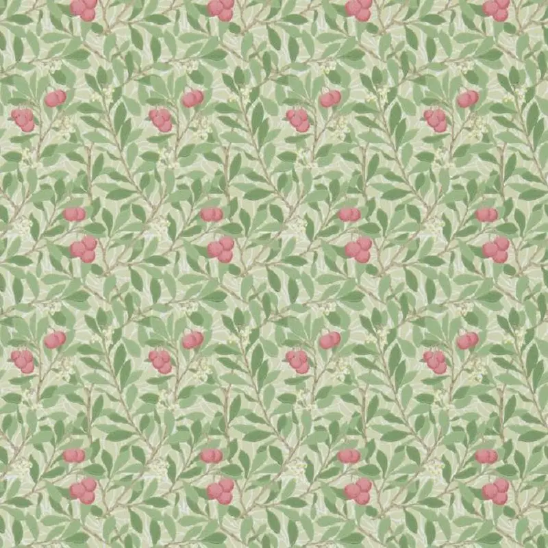 Morris & Co Arbutus Wallpaper - Olive/Pink Sample 1