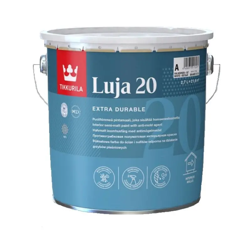 Tikkurila Luja 20 Scrubbable Semi-Matt For Bathrooms & Wall Tiles - Colour Match 1