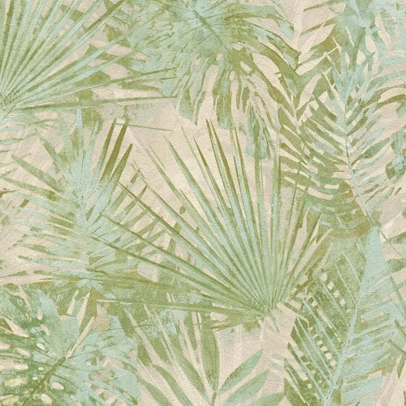 Tropical Palm Leaf Wallpaper Green 1