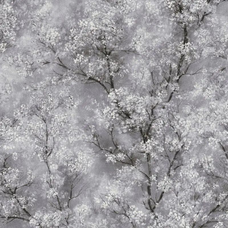 Glitter Tree Blossom Wallpaper Grey 1