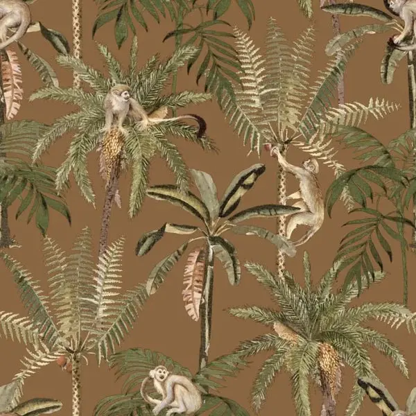 Ateles Monkey Wallpaper - Burnt Orange Sample 1