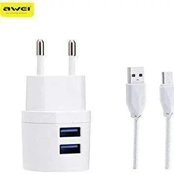 Awei C900 Dual Port 2.1A Output Usb Charger With Cable (White) 1
