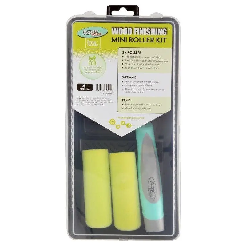 Axus Lime Series Wood Finishing 4" Mini Roller Kit 1