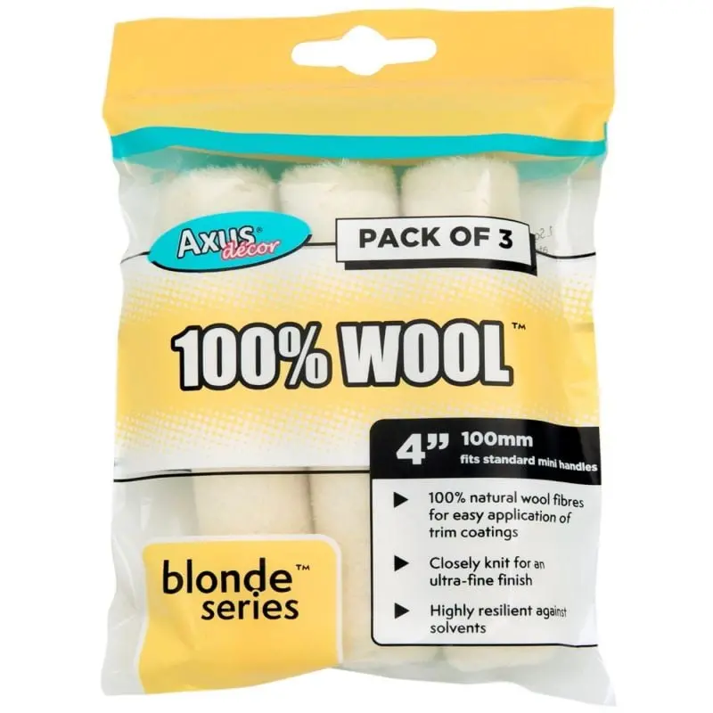 Axus Blonde 4" Mini Roller 100% Natural Wool (Pack Of 3) 1
