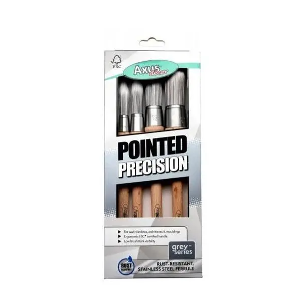 Axus Grey Series Pointed Precision Brush Set - 4 Pack 1