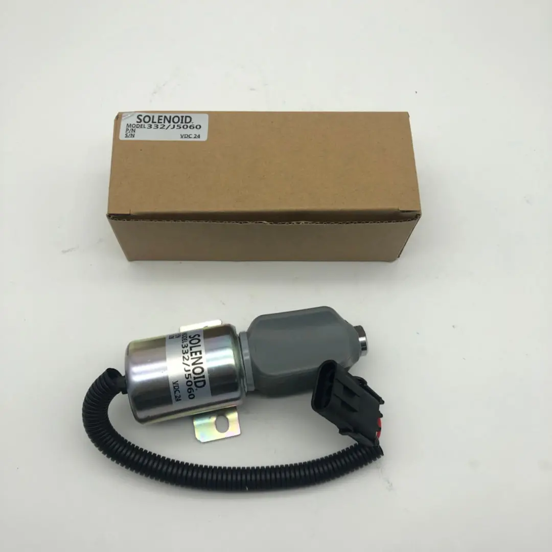 24V 332/J5060,716/30091 Fuel Shutoff Stop Solenoid Fits For Jcb Js130 Js160 Js180 1