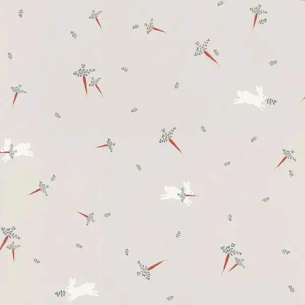 Bambino Rabbits Wallpaper Grey Sample 1