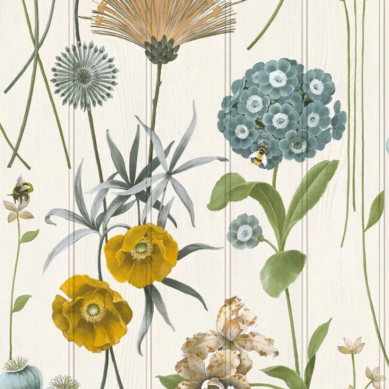Botanist Wood Panel White Green Wallpaper Sample 1