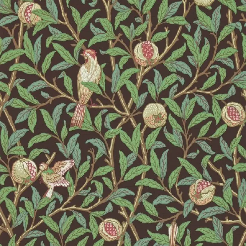 Morris & Co Bird & Pomegranate Wallpaper - Charcoal/Sage Sample 1