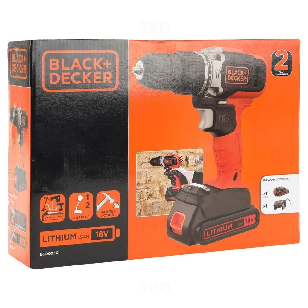 Black & Decker Bcd003c1-Qw 18 V Cordless Drill Driver 1