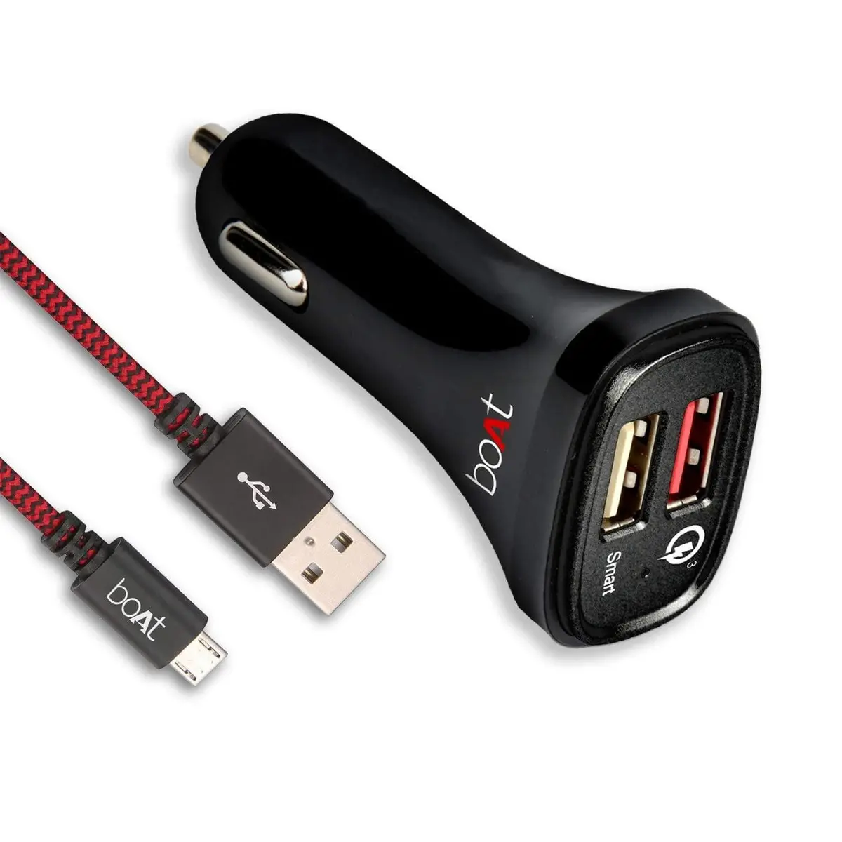 Boat Dual Port Rapid Car Charger With Quick Charge 3.0 Micro Usb Cable 1