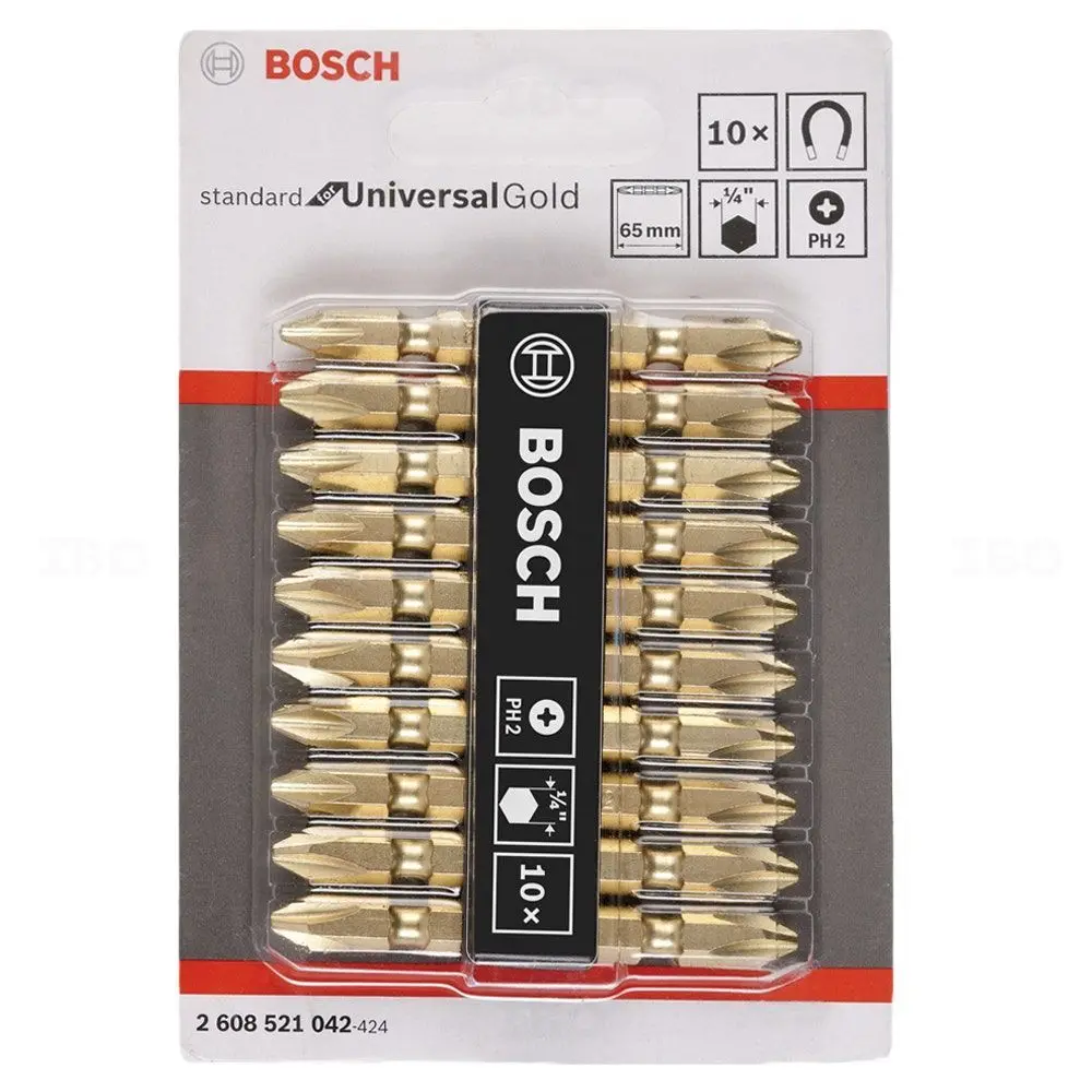 Bosch 2608521042 Ph2 65Mm 10Pcs Screwdriver Double Ended Bit Set 1
