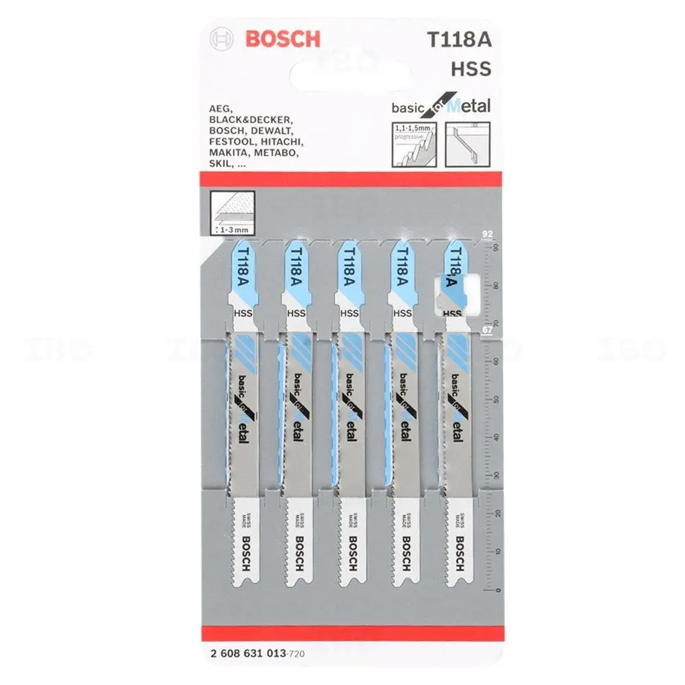 Bosch 2608631013 T 118A Heavy Duty Metal Cutting 5Pcs Jig Saw Blade 1