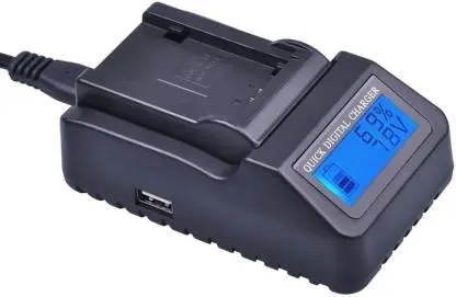 Camera Battery Charger For Cga-D54, Cga-D54s, Vw-Vbd55, Vw-Vbn130 Lcd Multifunction Digital Charger With Usb Output Lcd Fast Auto Cut Camera Battery Charger Camera Battery Charger (Black) (6 Month Warranty) 2