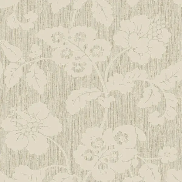 Chambray Trail Floral Leaf Cream Wallpaper Sample 1