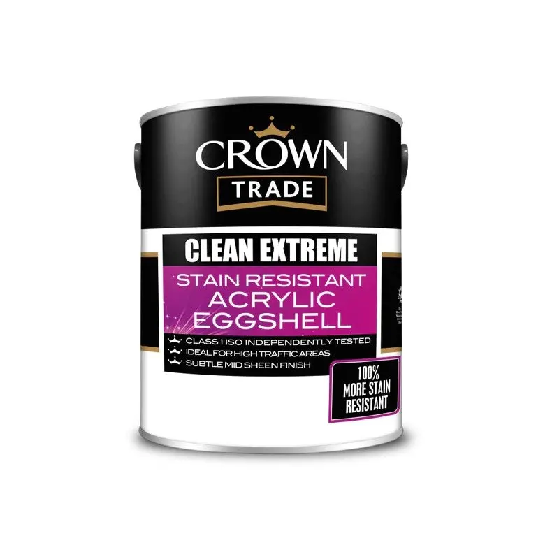 Crown Trade Clean Extreme Stain Resistant Acrylic Eggshell - White 1