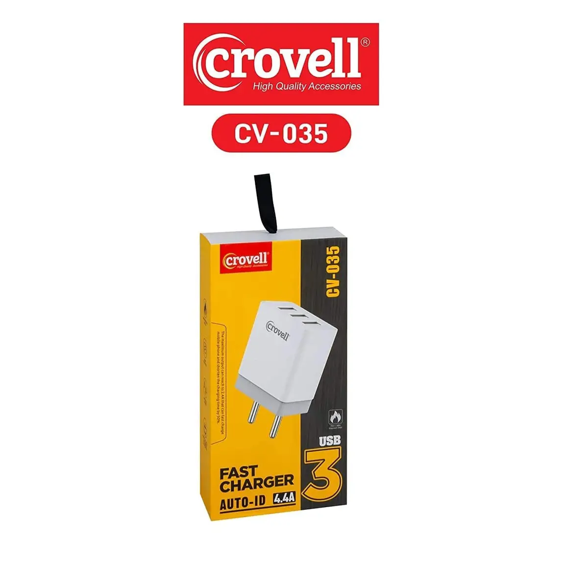 Crovell Cv-035 Three Usb Port Smart 4.4 A Fast Multiport Mobile Charger 1