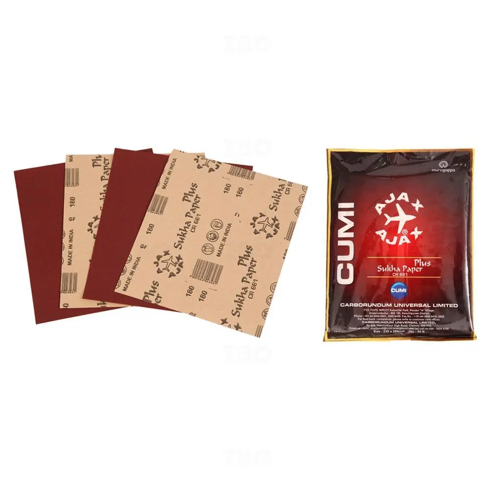Cumi Cr661 225X280mm 80/100/120/150/180/220 Grit Ajax Sukha Paper Plus Sheet Pack Of 50 1