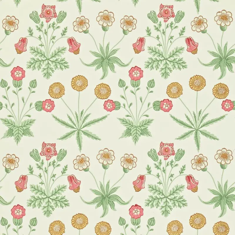 Morris & Co Daisy Wallpaper - Willow/Pink Sample 1