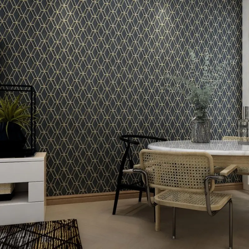 Embroidery Stitch Diamond Black And Gold Wallpaper 1