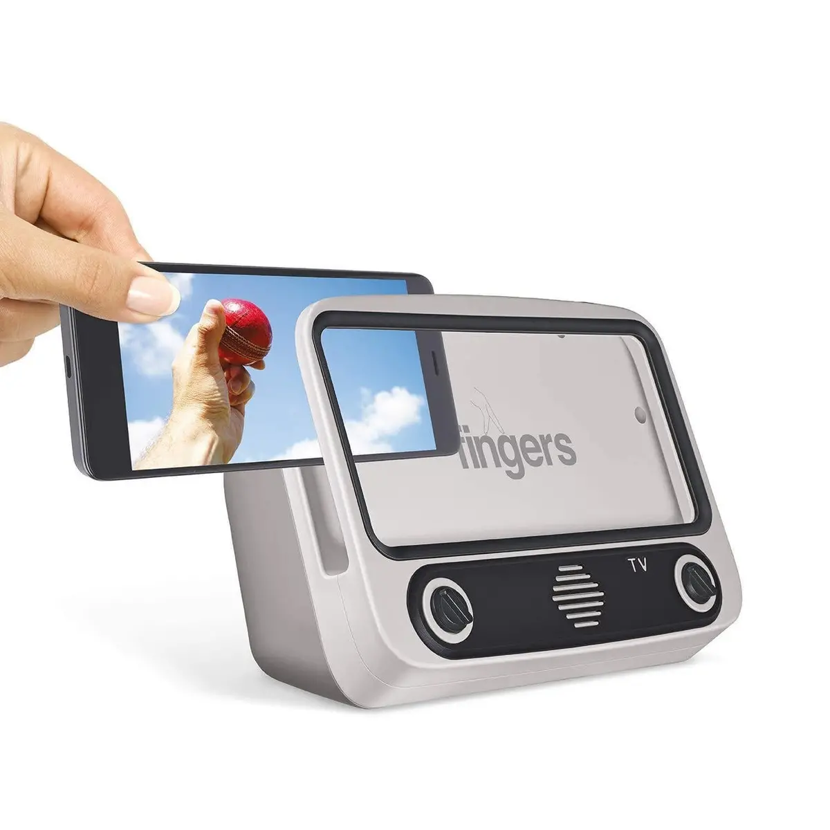 Fingers My-Own-Tv (Mot) Portable Speaker - High Utility Phone Holder/Mobile Stand | Bluetooth Portable Speaker | Retro Radio 1