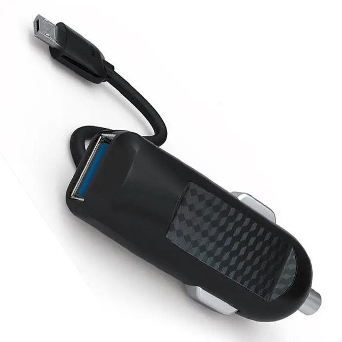 Emy My-125 Premium Quality 2.1A Universal Car Charger With Usb Port & Inbuilt Microusb Cable 1