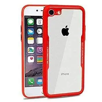 Dealsplant Premium Transparent Glass Case Tpu Bump Case For Iphone 7 / Iphone 8 (Black & Red) 1