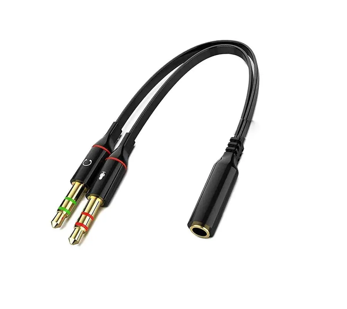 Dealsplant Premium Gold Plated 3.5Mm Headphone Earphone 2 Male To 1 Female Mic Audio Y Splitter Cable For Laptop / Desktop Computers 1