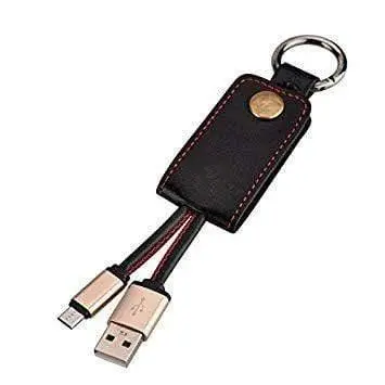 Dealsplant Leather Finish Short Power Bank Micro Usb V8 Cable With Leather Keychain For Android Phones (Color May Vary) 1