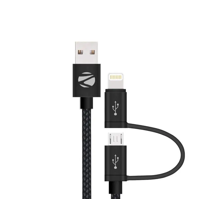 Zebronics Zeb-Umlc100b Usb 3.0 Lightning & Micro Usb 2 In 1 Cable For Apple & Android Phones 1