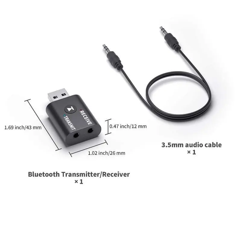 Dealsplant 2 In 1 Usb Bluetooth Audio Transmitter Smart Receiver Plug And Play For Tv Pc Headphones 1