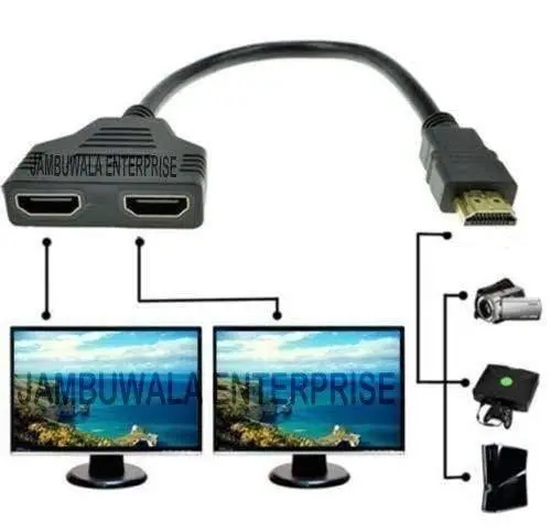 Dealsplant Hdmi Male To Dual Hdmi Female 1 To 2 Way Hdmi Splitter Cable Adapter 1