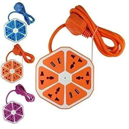 Hexagon Socket Extension Board With 4 Usb 2.0Amp Charging Point 1