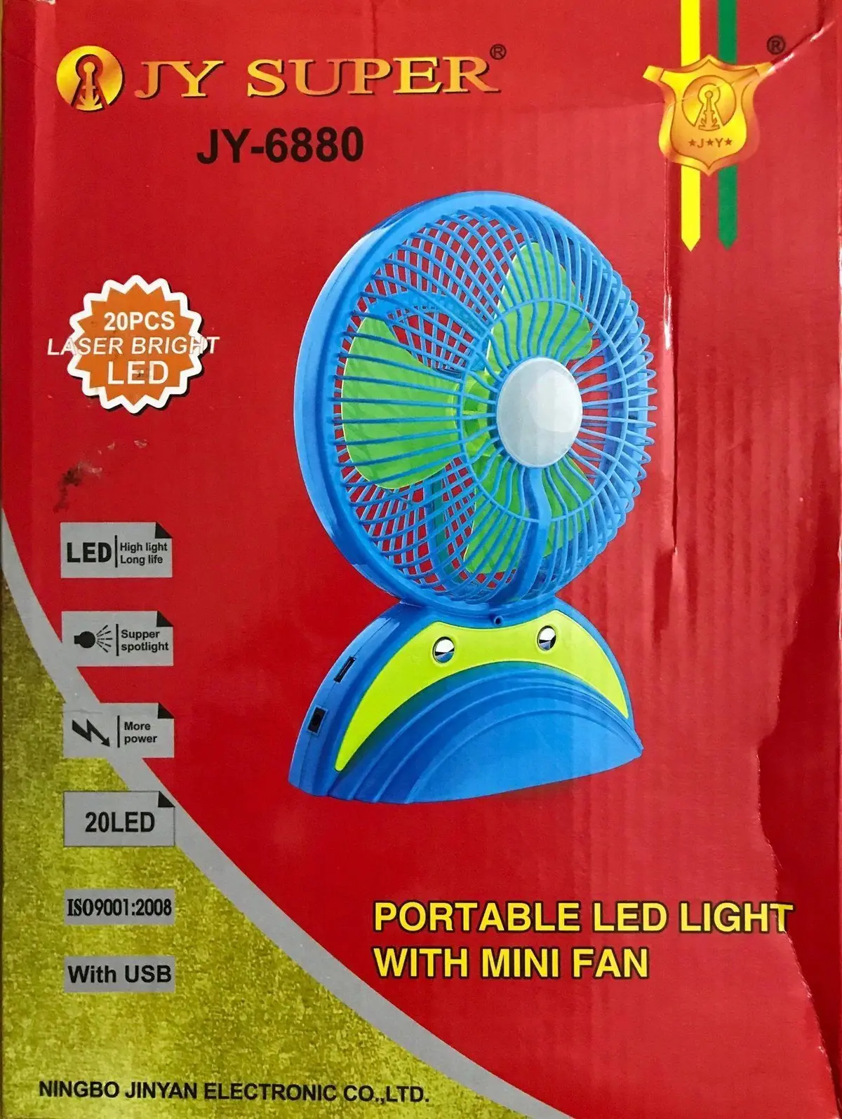 Jy Super 6880 Rechargeable Fan Multi Functional Led, Ac/Dc Table Fan With In-Built Power Bank Solar Panel Supported Fan 1