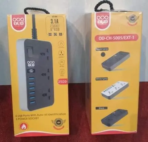Oud Od-Ch-5005/Ext1 3.0 A Multiport Usb Charger With 3 Power Sockets 1