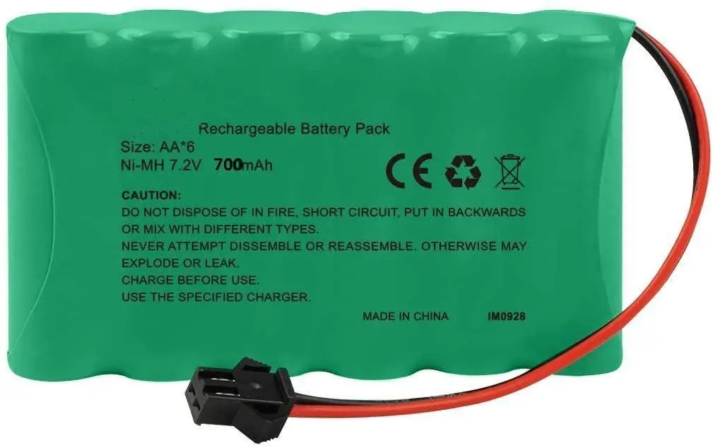 High Quality Rechargeable 7.2V 700Mah Ni-Cd Aa Battery Pack With Sm 2P Plug For Toys / Cordless Phones 1
