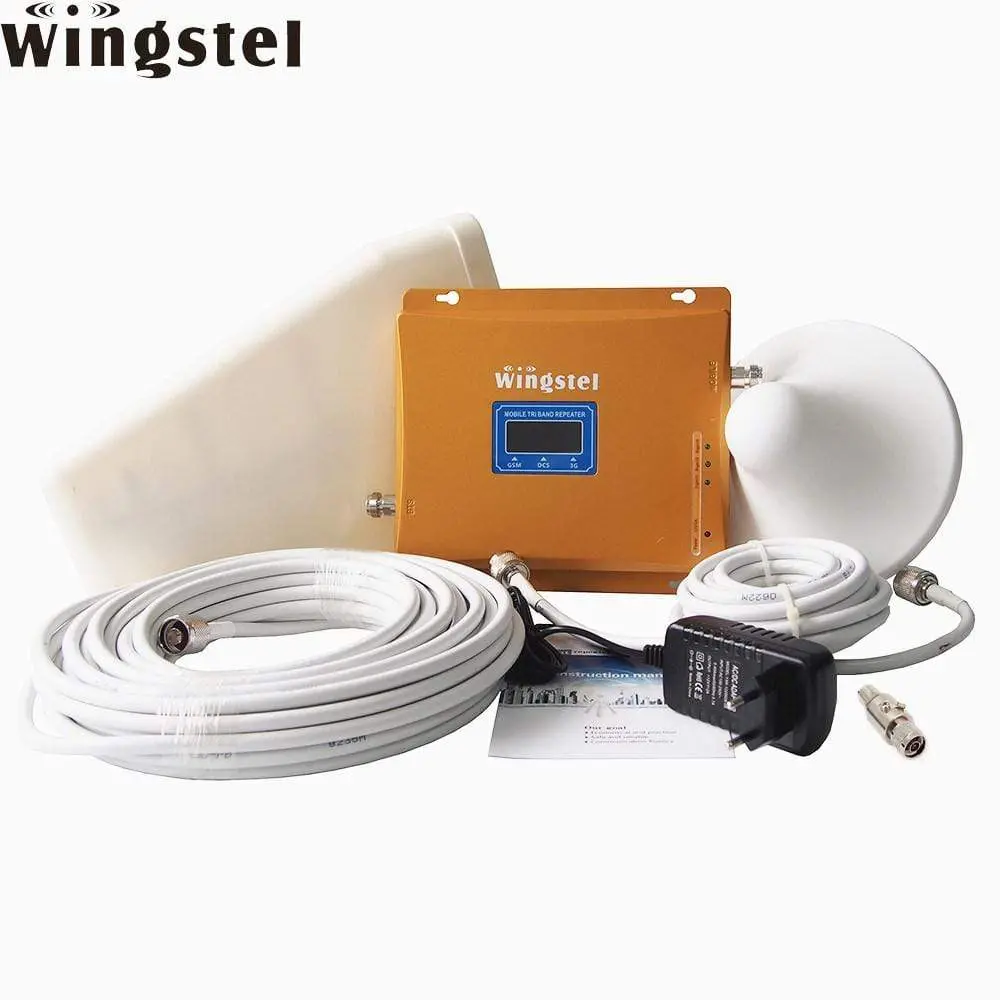 Tri Band Cellular Signal Booster Gsm 2G 3G 4G Lte 900Mhz 1800Mhz 2100Mhz 1
