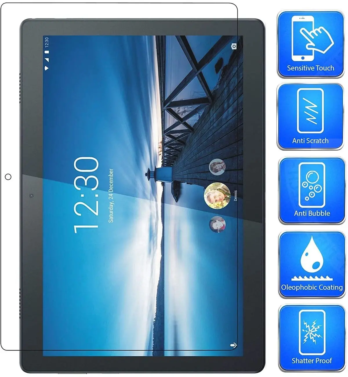 Dealsplant 2.5D Curved 0.3Mm Tempered Glass Screen Protector Shield For Lenovo Tab M10 1