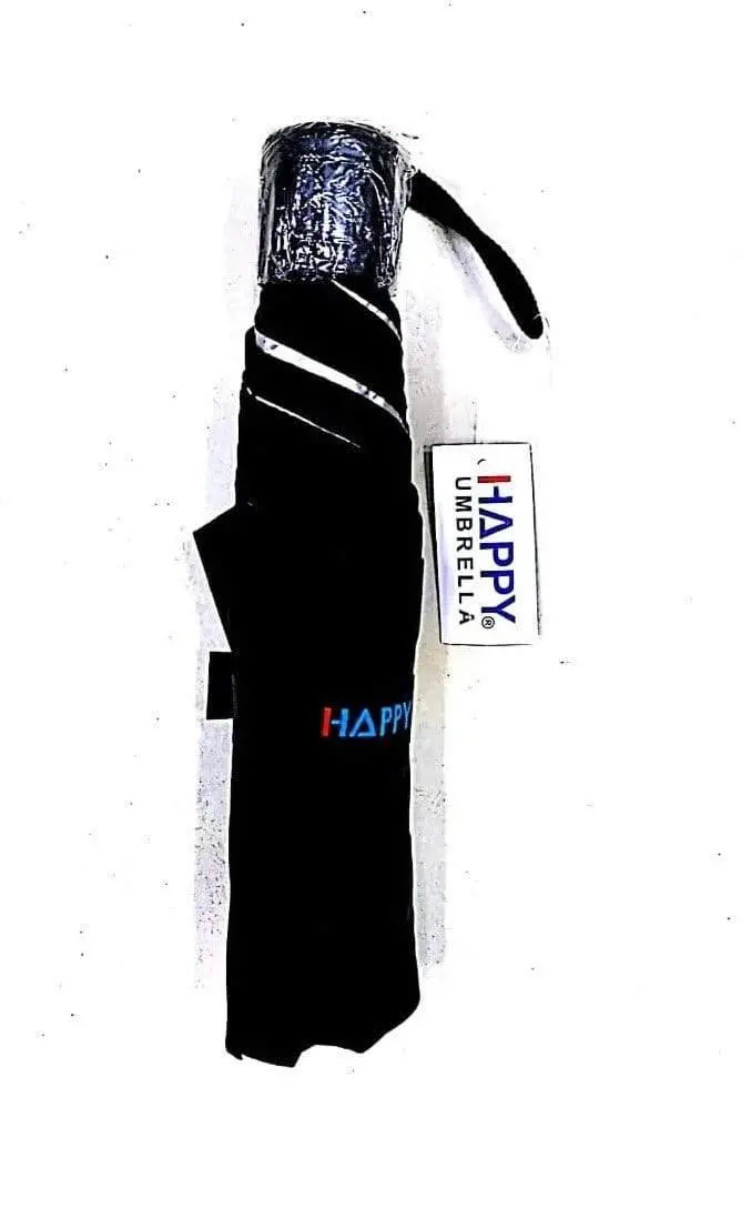 Happy Premium Quality 3 Fold Nylon Umbrella Black 1