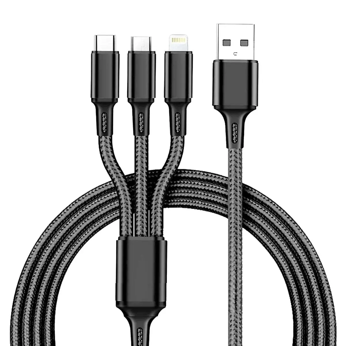 Dealsplant 3 In 1 Fast Charging Cable For Mobile Phones With Type-C, Micro-Usb, Ios Connector 1