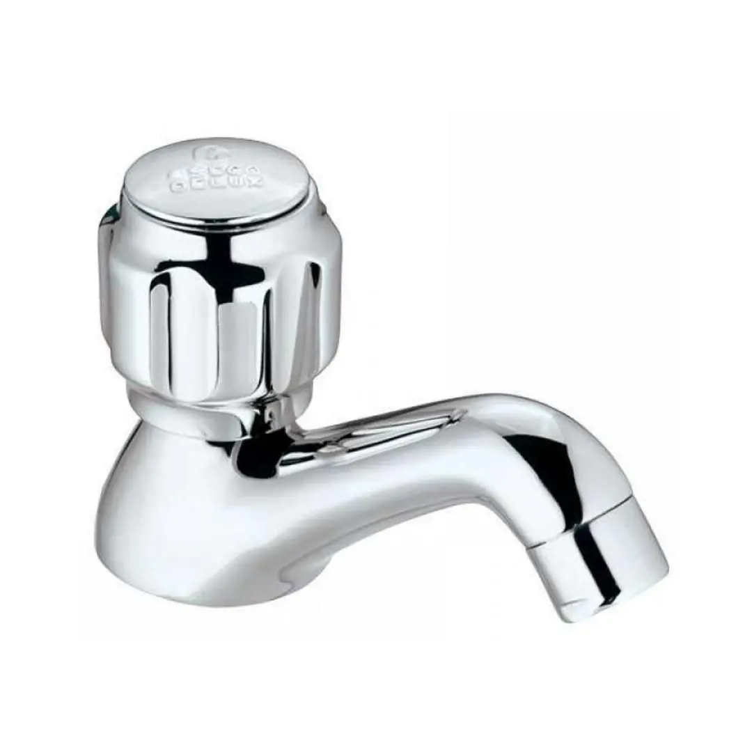 Essco Delux Table Mounted Regular Basin Faucet- Chrome Top Lever Basin Cock (Hot & Cold Only)  Dlx-Chr-508Kn 1